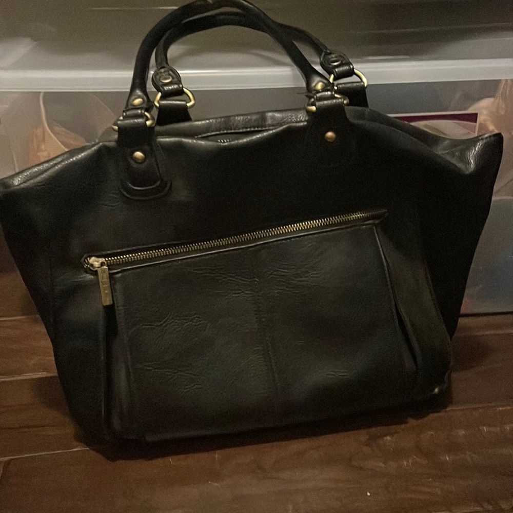 Newlie black leather diaper bag!